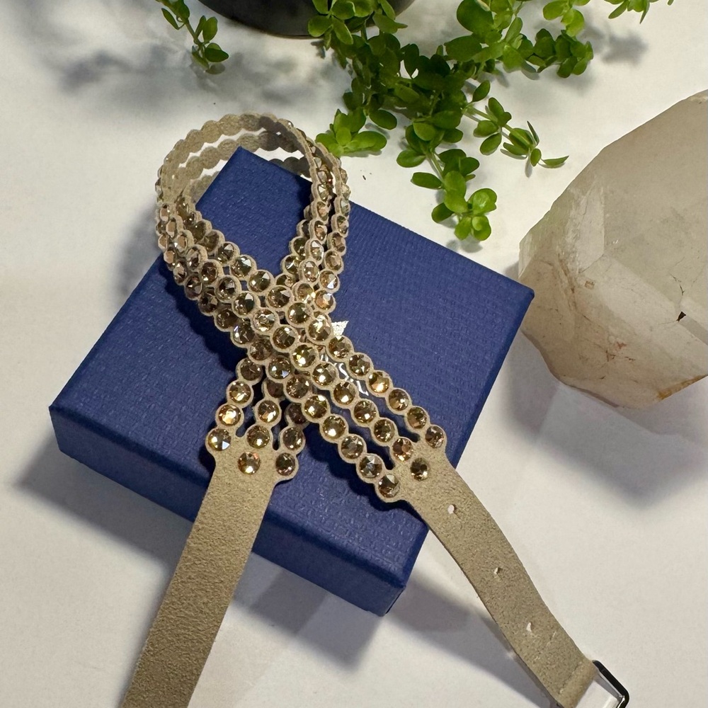 Swarovski Tan Power Slake Collection Double Wrap Crystal Bracelet NWOT - Picture 16 of 16